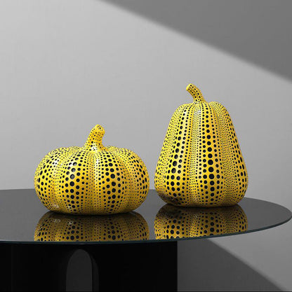 Royora Modern Yellow Polka Dot Pumpkin Sculpture - Abstract Art Home Decor