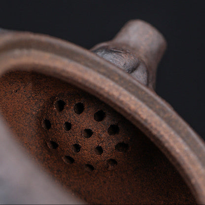Royora Japanese Kyusu Teapot - Textured Ceramic Side Handle Tea Kettle