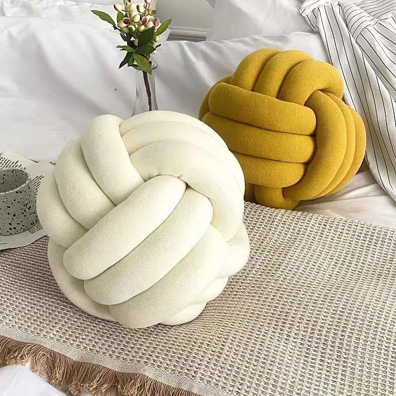 Eloria Blue Spherical Knot Pillow-Soft Plush Decorative Throw Cushion