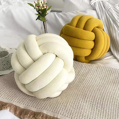 Eloria Blue Spherical Knot Pillow-Soft Plush Decorative Throw Cushion