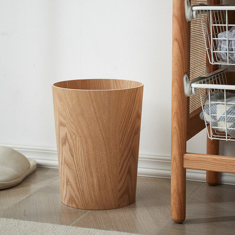 Royeva Japandi Wood Waste Bin with Rotating Lid for Bathroom & Office