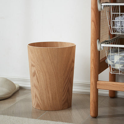 Royeva Japandi Wood Waste Bin with Rotating Lid for Bathroom & Office