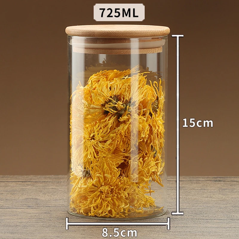Royelle Airtight Glass Food Storage Jars with Bamboo Lids - 6 Piece Pantry Set