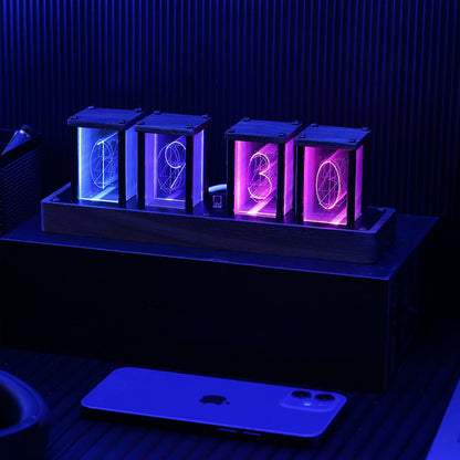 Royeva Vintage Nixie Tube Digital Clock With Wifi Sync-Wood LED Display