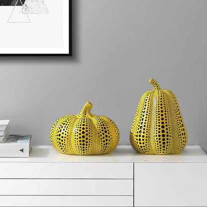 Royora Modern Yellow Polka Dot Pumpkin Sculpture - Abstract Art Home Decor