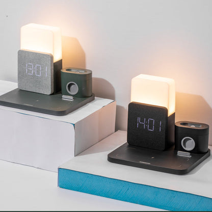 Novara 15W Wireless Charging Station with Digital Alarm Clock & Adjustable Lamp