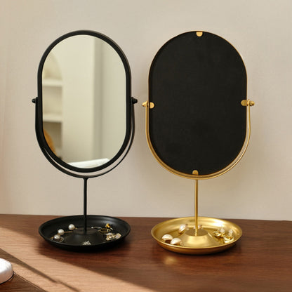 Royelle 360 Degree Rotating Oval Makeup Vanity Mirror with Metal Desktop Stand