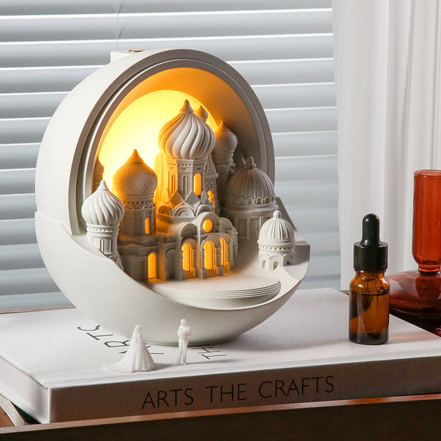 Royeva Illuminated Castle Diffuser Lamp-Rechargeable LED Light & Essential Oil Aroma Diffuser