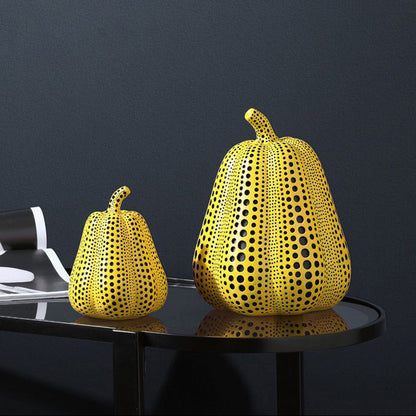 Royora Modern Yellow Polka Dot Pumpkin Sculpture - Abstract Art Home Decor