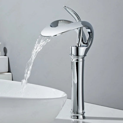 Royeva Modern Waterfall Bathroom Sink Faucet, Single Handle Matte Gray Basin Mixer Tap