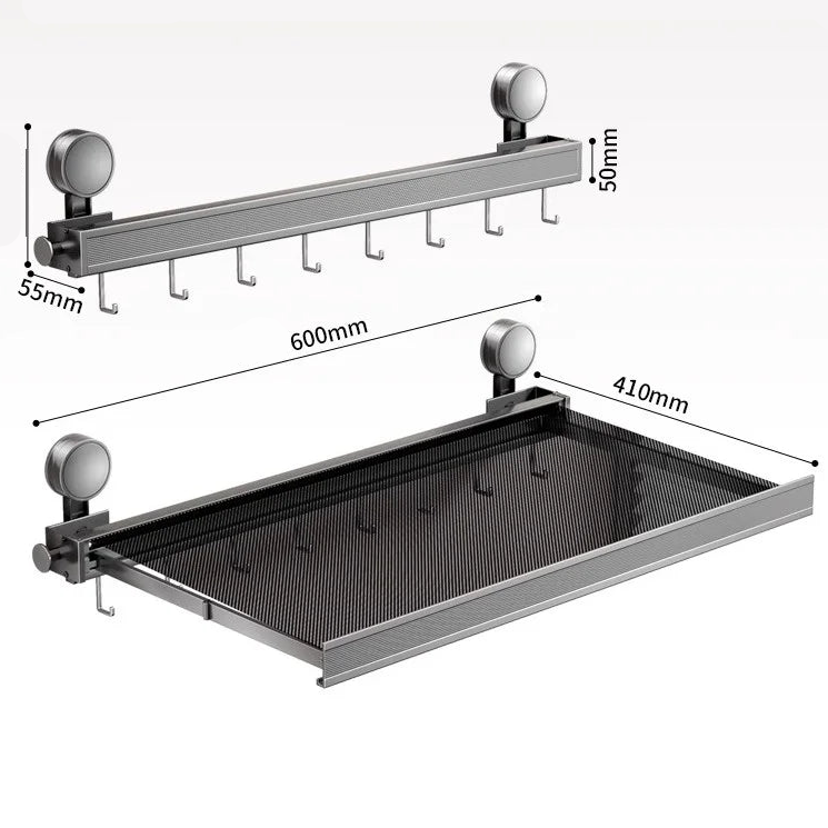 Novara Wall Mount Folding Shelf for Bathroom or Balcony - Sturdy Metal Design