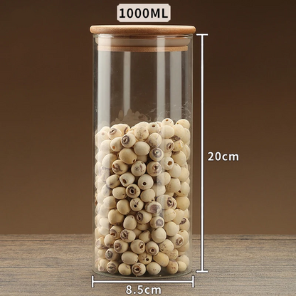 Royelle Airtight Glass Food Storage Jars with Bamboo Lids - 6 Piece Pantry Set