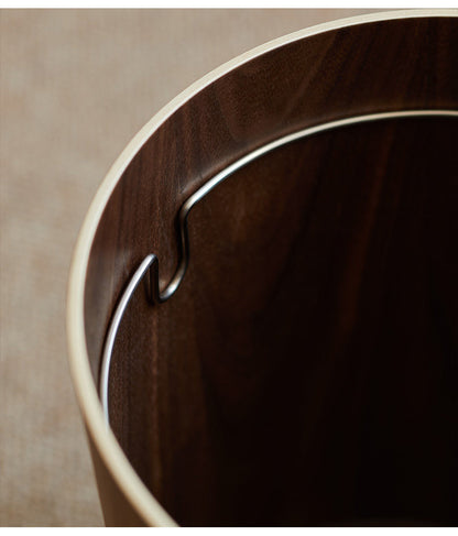 Royeva Japandi Wood Waste Bin with Rotating Lid for Bathroom & Office