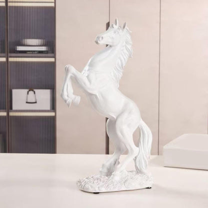 Novara White Rearing Horse Sculpture - Dynamic Equine Figurine