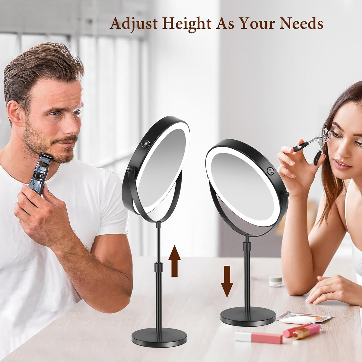 Royeva Lighted Makeup Mirror With 10X Magnification-Dimmable USB Powered Vanity Mirror