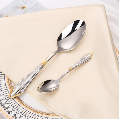 Royeva Stainless Steel Cutlery Set With Gold Finish Flatware Silverware