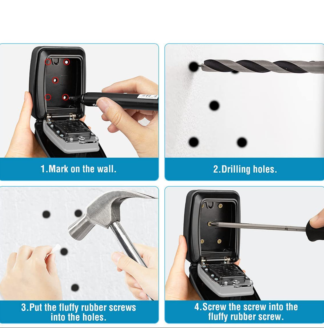Royeva Outdoor Weatherproof Wall Mount Key Safe With Combination Lock