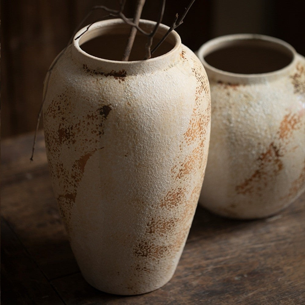 Royora Wabi-Sabi Distressed Ceramic Vase - Rustic Farmhouse Decor Pottery