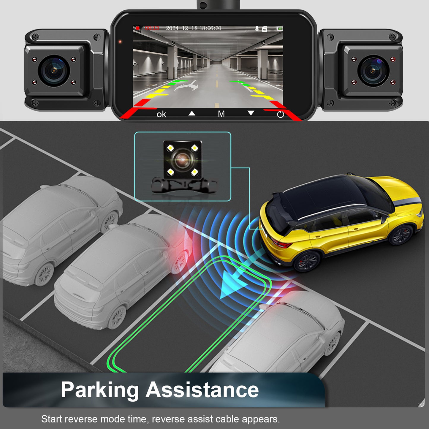 Novara 4K Quad-Camera Dash Cam System with WiFi - Night Vision & 32GB Storage Support