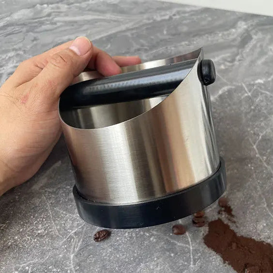 Novara Stainless Steel Espresso Knock Box with Rubber Bar and Non-Slip Base