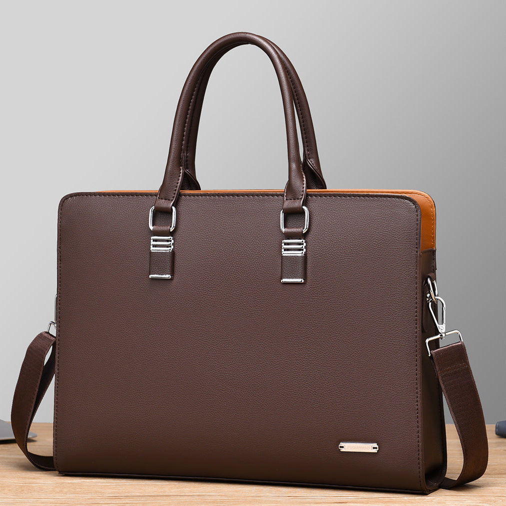 Novara Professional Business Briefcase for Men - Slim Vegan Leather Laptop Bag