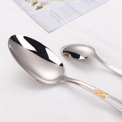 Royeva Stainless Steel Cutlery Set With Gold Finish Flatware Silverware