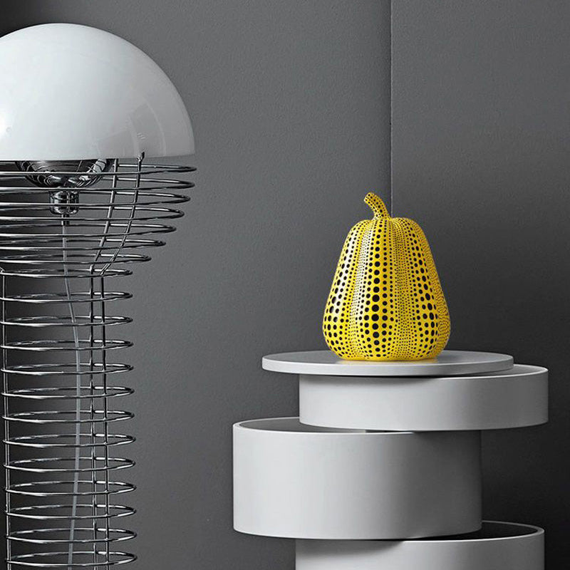 Royora Modern Yellow Polka Dot Pumpkin Sculpture - Abstract Art Home Decor