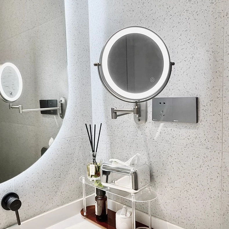 Royeva Rechargeable LED Wall-Mounted Makeup Mirror with Magnification, Chrome Finish