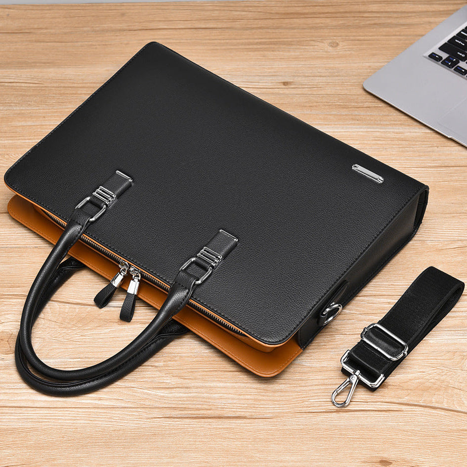 Novara Professional Business Briefcase for Men - Slim Vegan Leather Laptop Bag
