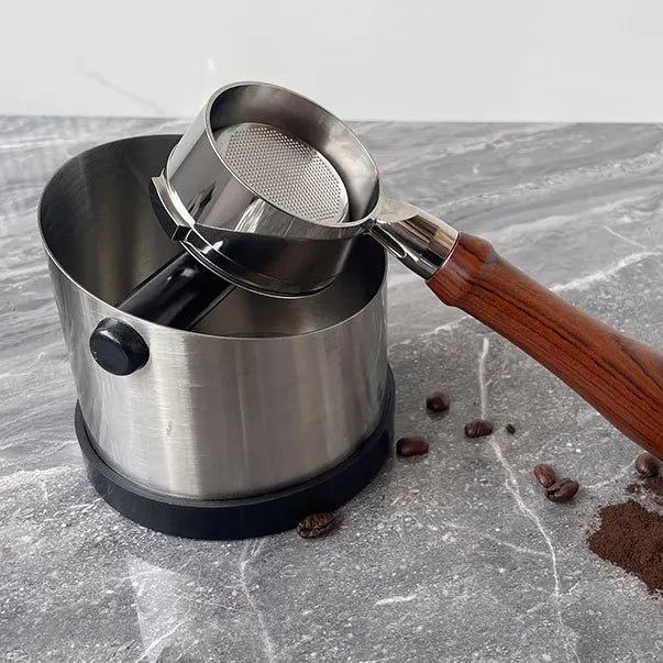 Novara Stainless Steel Espresso Knock Box with Rubber Bar and Non-Slip Base