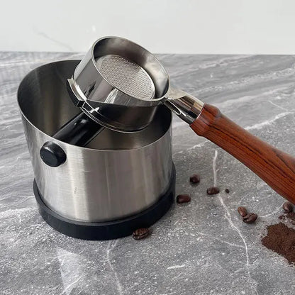 Novara Stainless Steel Espresso Knock Box with Rubber Bar and Non-Slip Base