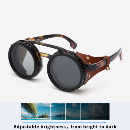 Royeva Vintage Round Steampunk Polarized Sunglasses-UV400 Driving Eyewear