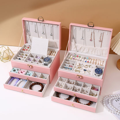 Novara Multi-Layer Leather Jewelry Box for Rings, Necklaces, Bracelets & Earrings Storage