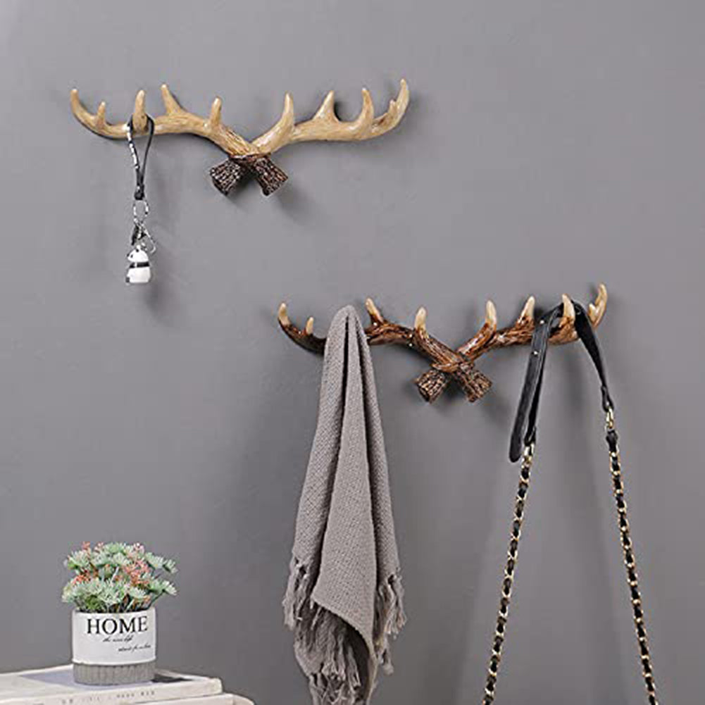 Novara Rustic Antler Wall Hook Rack for Entryway & Mudroom | Multi-Hook Organizer