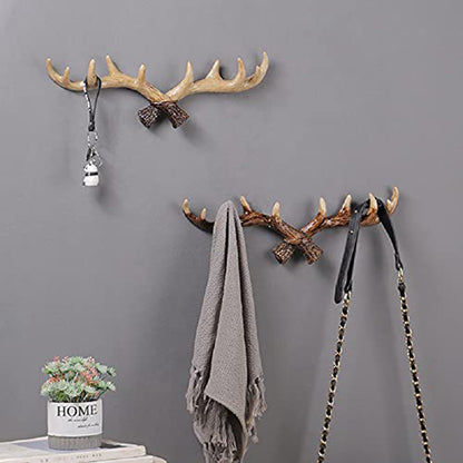 Novara Rustic Antler Wall Hook Rack for Entryway & Mudroom | Multi-Hook Organizer