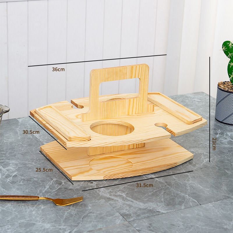 Royeva Portable Wooden Picnic Table And Wine Holder Tray