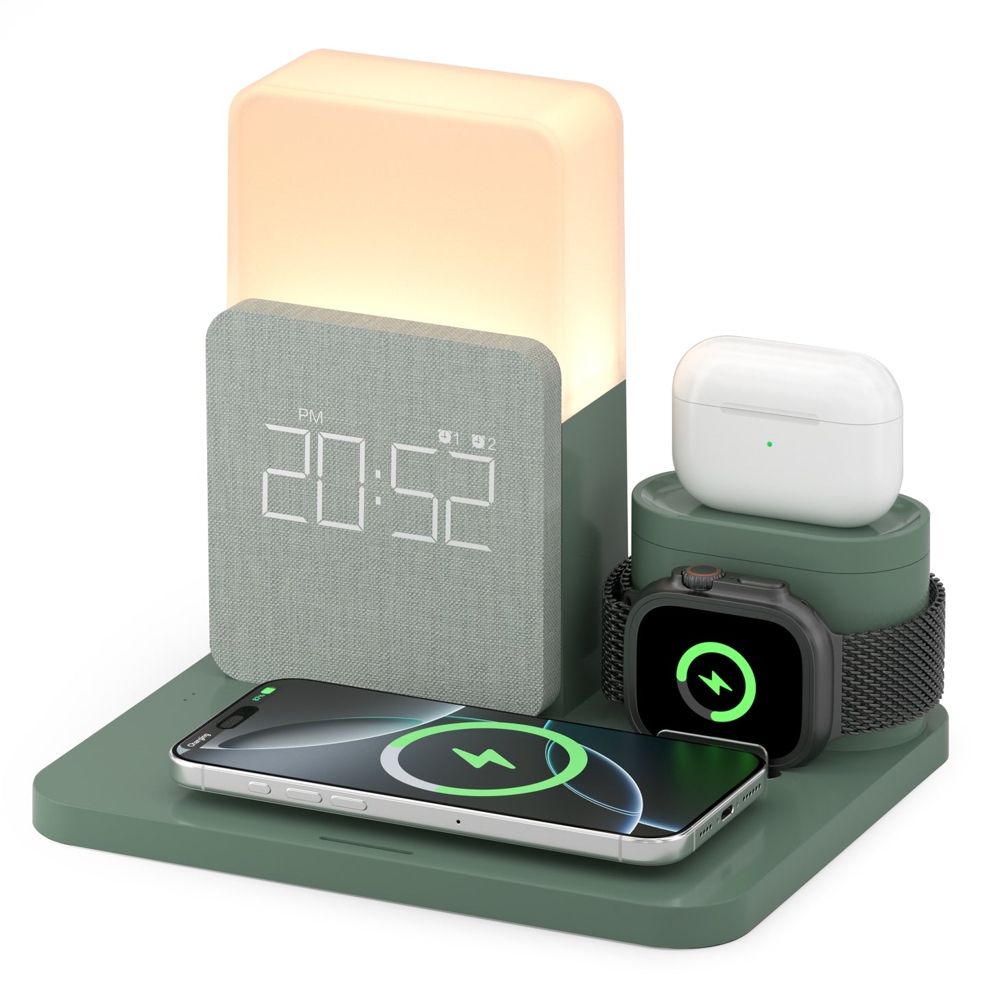 Novara 15W Wireless Charging Station with Digital Alarm Clock & Adjustable Lamp