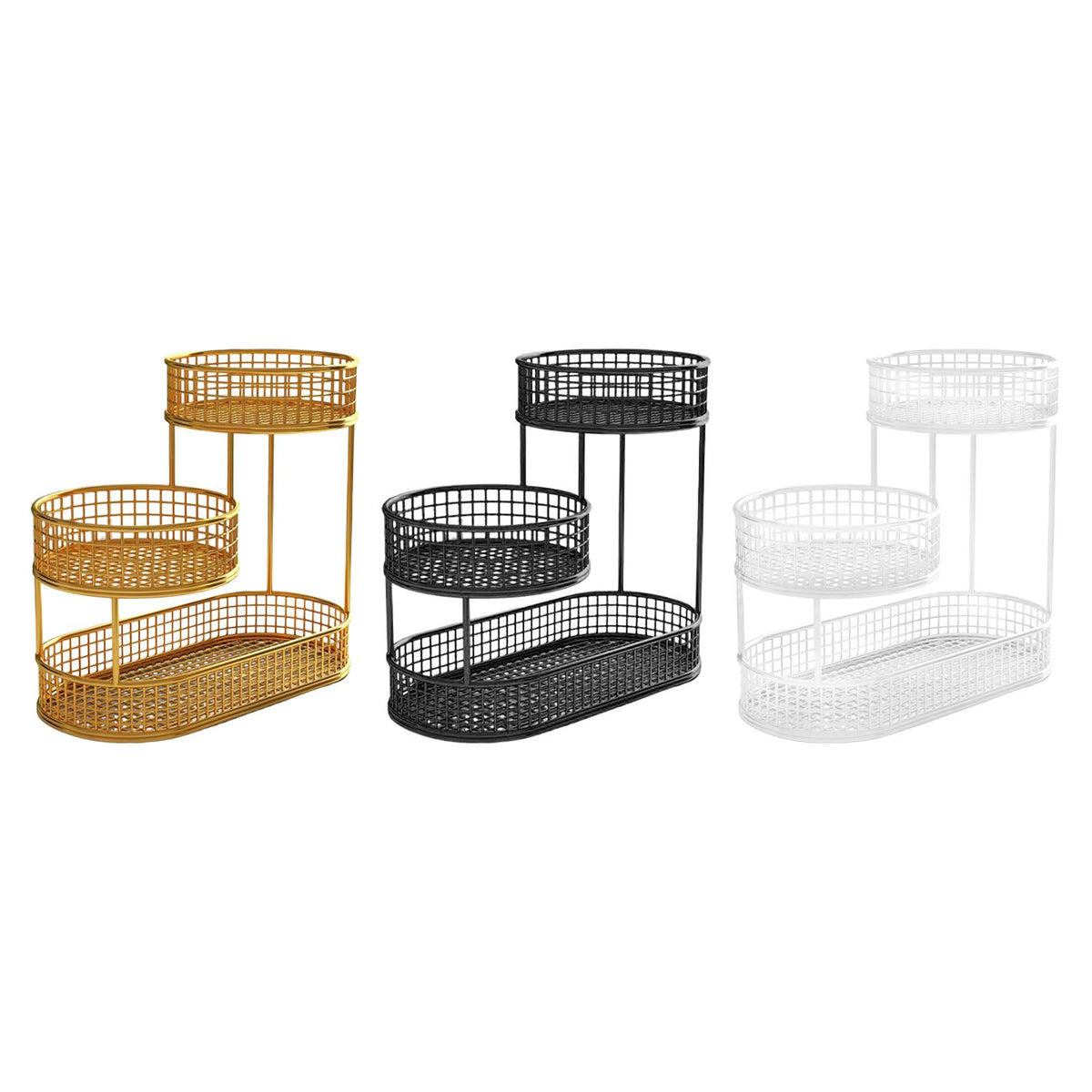Royelle Gold 3-Tier Kitchen Counter Organizer-Fruit Basket Stand