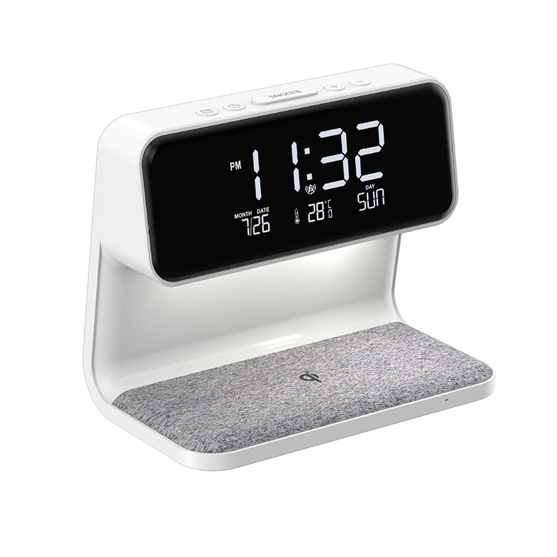 Royeva Wireless Charging Station With Bedside Lamp And Alarm Clock