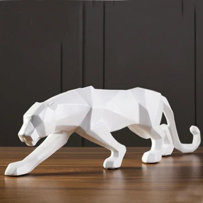 Royora Geometric Panther Statue-Modern Desk Decor Wild Cat Sculpture