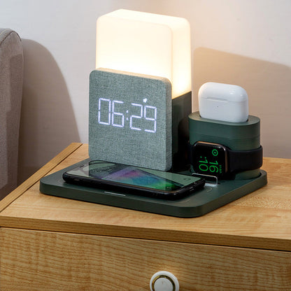 Novara 15W Wireless Charging Station with Digital Alarm Clock & Adjustable Lamp