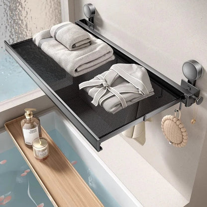 Novara Wall Mount Folding Shelf for Bathroom or Balcony - Sturdy Metal Design