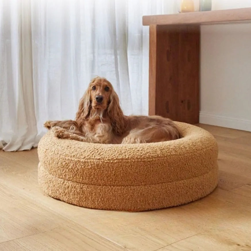 Royora Orthopedic Round Dog Bed with Faux-Fur, Anti-Slip Base, Removable Washable Cover