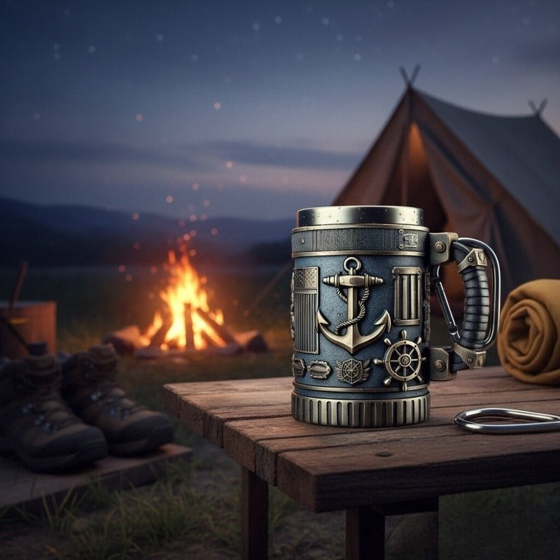 Sovere Military Style 3D Design Insulated Mug - 15 oz Stainless Steel Coffee and Tea Cup