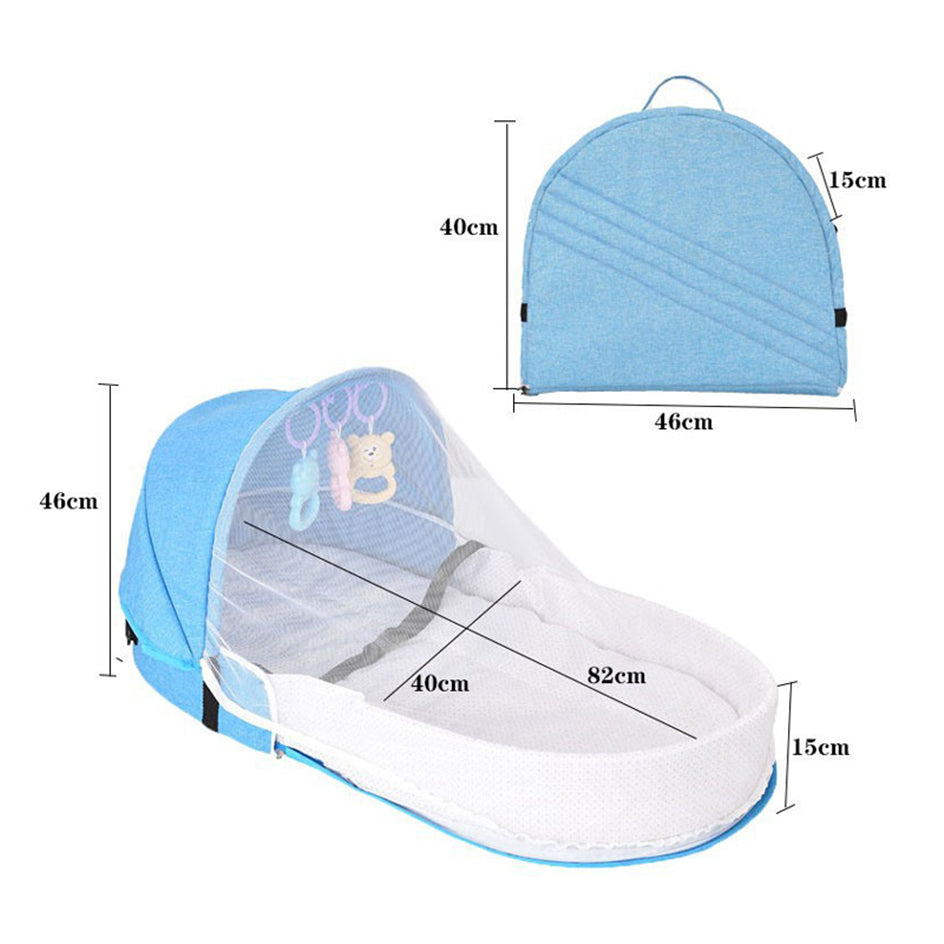 Eloria Portable Baby Travel Bassinet with Canopy - Foldable Infant Bed