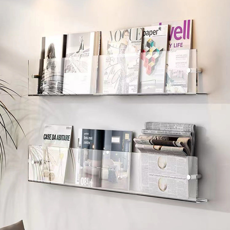Novara Clear Floating Wall Shelf for Magazine and Book Display