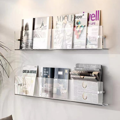 Novara Clear Floating Wall Shelf for Magazine and Book Display