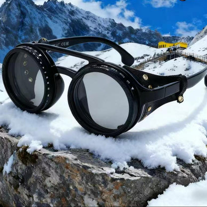 Royeva Vintage Round Steampunk Polarized Sunglasses-UV400 Driving Eyewear