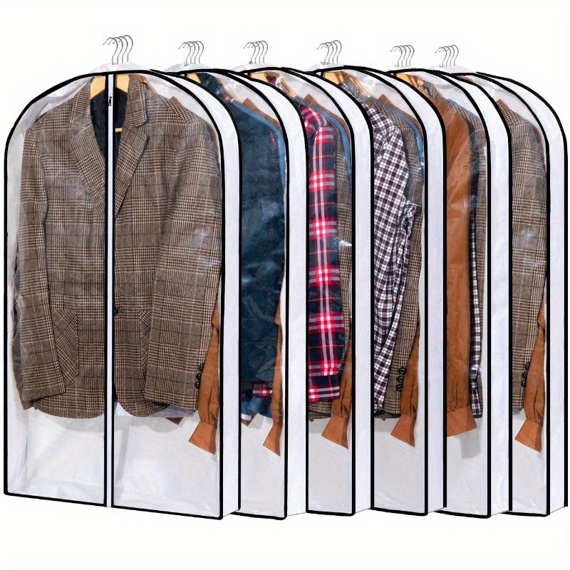Royeva 6-Pack Clear Garment Bags with Side Zipper for Suits, Dresses, Coats & Storage
