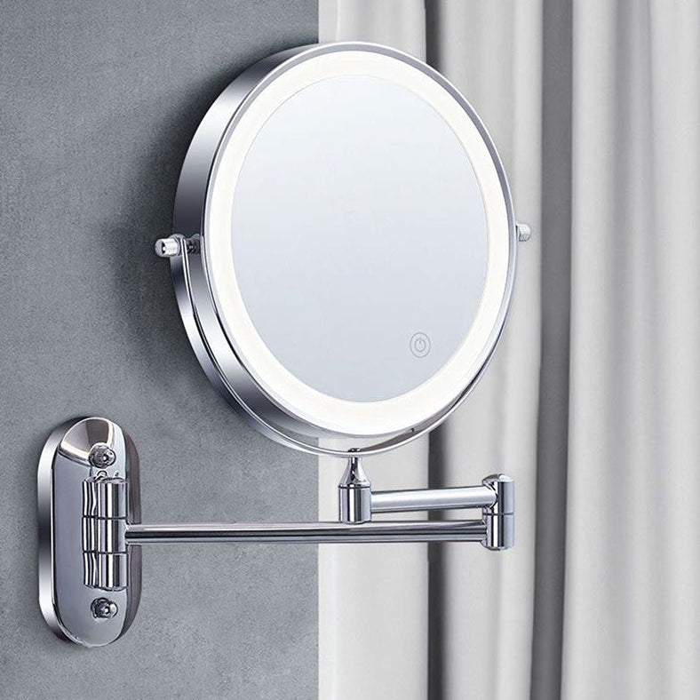 Royeva Rechargeable LED Wall-Mounted Makeup Mirror with Magnification, Chrome Finish